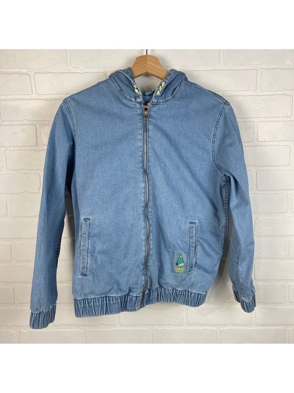 Zara boys / kids denim jean jacket hooded bomber with zipper size 11-12 years